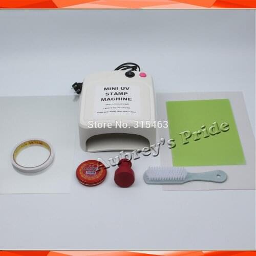 Mini Simple 36W UV Exposure Lamps Flash Stamp Machine Self inking Stamping Making Sealer 15x20mm Polymer 2Pcs Plate Kit