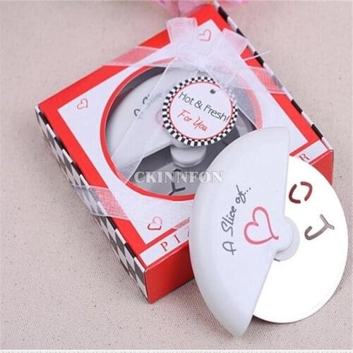 200Pcs/Lot A Slice Of Love Stainless Steel Pizza Shop Wedding Gifts Favors Baking Cutter Pizza Knife Kitchen Accessories