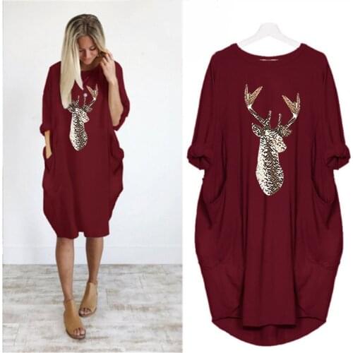 2020 Autumn Winter Long Sleeve Womens Dress O-Neck Sexy Pullover Party Dresses Fashion Loose Midi Dress Vestidos Plus Size 5XL