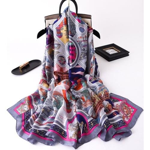 2021 Women Silk Winter Scarf Luxury Design Print Lady Beach Shawl Scarves Fashion Smooth Foulard Female Hijab
