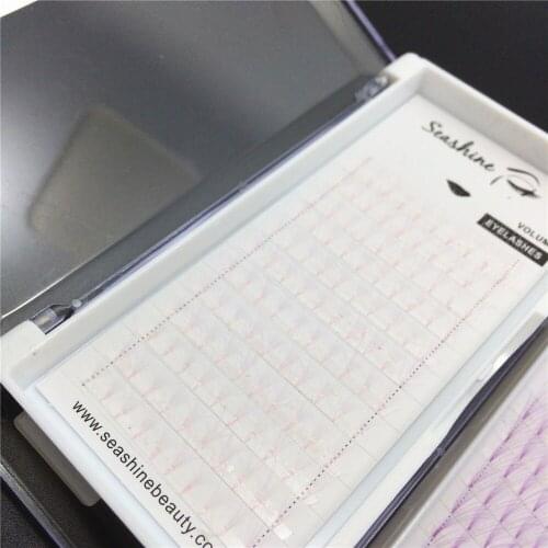 Seashine 6 roots colored russian volume lashes extension c d curl 0.07 0.10mm length 8-15mm pink purple brown blue color premade