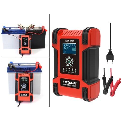 Car Battery Charger 12V 12A 24V 6A Power Automatic Charge Charging EU Plug