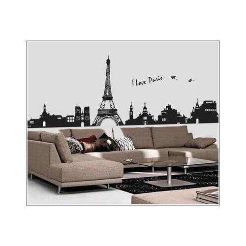 Large Removable Fashion DIY Eiffel Tower Wall Stickers For Living Room Paris Wallpaper Urben Decal Home Decor adesivo de parede