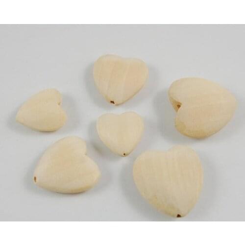20-40mm Heart-shaped Wood Bead Straight Hole Natural Wood Color Eco-Friendly Wooden Beads DIY Jewelry Making Handmade 5pcs/lot