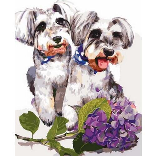 Diy Diamond Painting Watercolor dog flower full square round drill 3d embroidery mosaic painting by numbers 5d cross-stitch kits