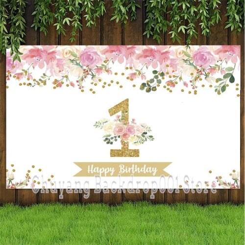 1st Birthday Photography Backdrop Princess Girls Happy Party Baby Shower Photo Studio Background Decor Banner Prop