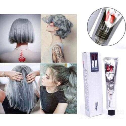 Hot Sale 100ml Fashion Light Gray Dye Hair Cream Punk Style Permanent Hair Dye Cream Grandma Gray Silver Unisex Dye Hair Product
