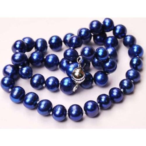 Hot sale new Style >>>>>AA+ 8-9mm PEACOCK BLUE AKOYA PEARLS NECKLACE 17"