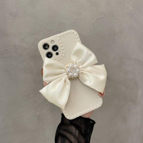 Ins Korea 3D Bow Pearl Flower Soft Case For iphone 12 Pro Max MiNi 11 ProMax X XR XS Max 6 6S 7 8 Plus SE 2020 Phone Cover Capa