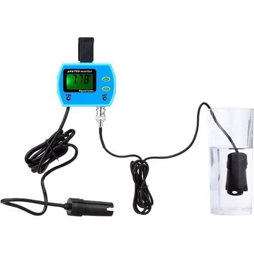 Precise LCD Online pH TDS Monitor Aquarium SPA Swim Multiparameter Water Quality Analyzer Green Backlit PH tds Electrode Meter