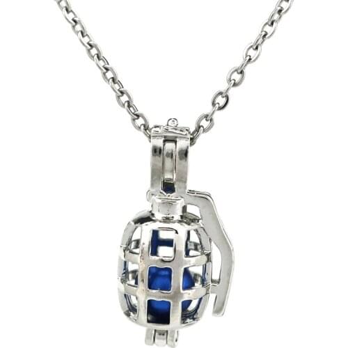 K936 Silver Copper Explosive Beads Pearl Cage Pendant Chain Aroma Essential Oil Diffuser Locket Necklace