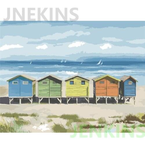 Canvas Painting Five House Landscape Picture Drawing On Canvas Home Wall Art Decor Painting By Number Five House Landscape