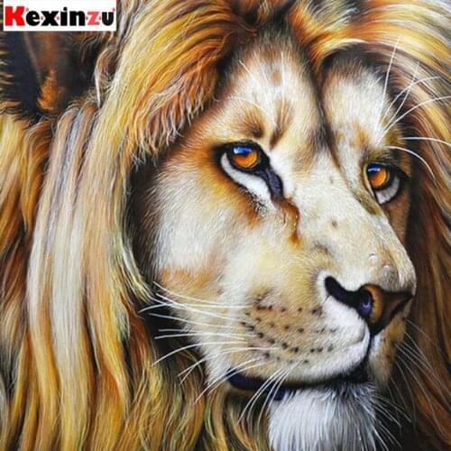 Kexinzu Full 5D DIY Square Diamond Painting Animal Lion 3D Embroidery Cross Stitch Rhinestone Mosaic Home Decor KD27