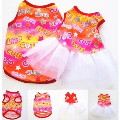 Letter Printed Summer Dog Dress Pet Dog Clothes for Small Dog Wedding Dress Skirt Puppy Clothing Spring Cotton Pet Clothes XS-L