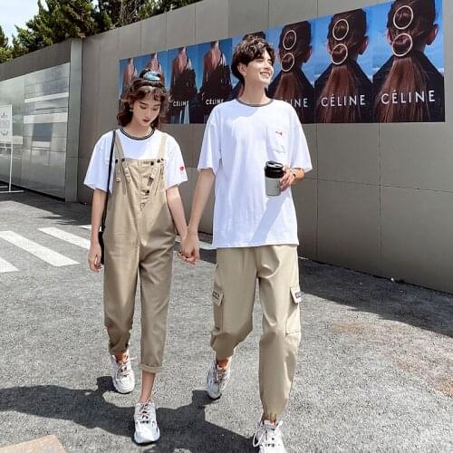Summer 2021 couples wear short-sleeved t-shirts and 9-cent pantsuits couples clothes couples clothing