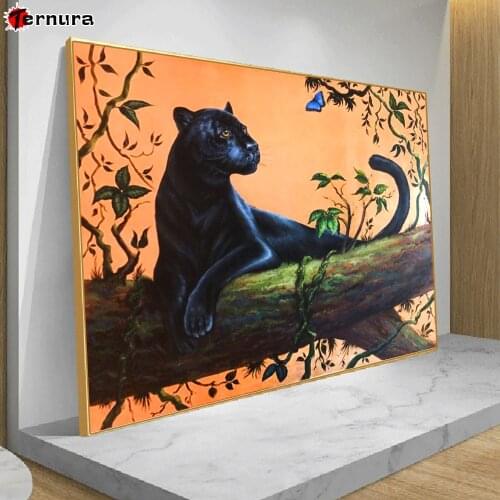 DIY Diamond Painting Animal panther Full Square Round Drill Pictures Mosaic Cross stitch Painting Rhinestone Embroidery beadwork