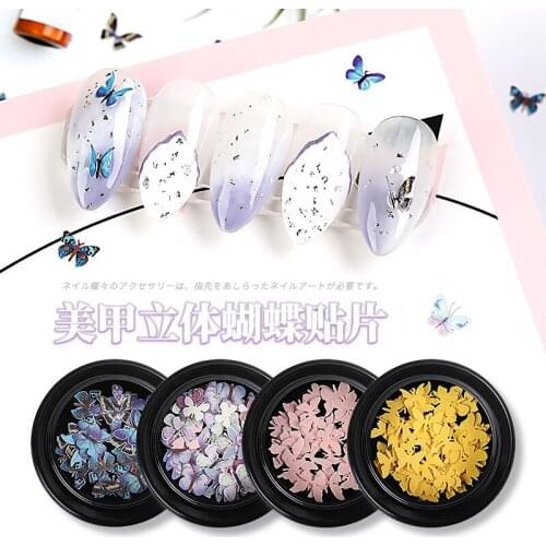 Nail Art Deco Hand made Wood pulp three-dimensional mini nail art butterfly jewelry small butterfly 6g/box Butterfly patch