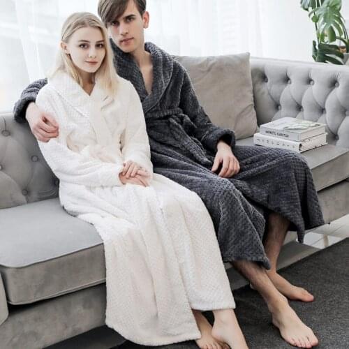 Couple Nightgown Thickened Autumn And Winter Bathrobes Mens Flannel Robes Coral Fleece Lengthened Warm Women Homewear y985