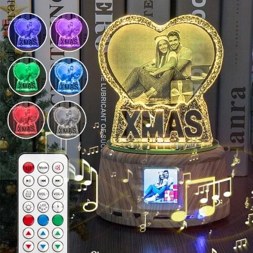 Customized Personality XMAS Crystal Night Light Desk Lamp Personalized Wooden Bluetooth Music Base Christmas Xmas Gifts