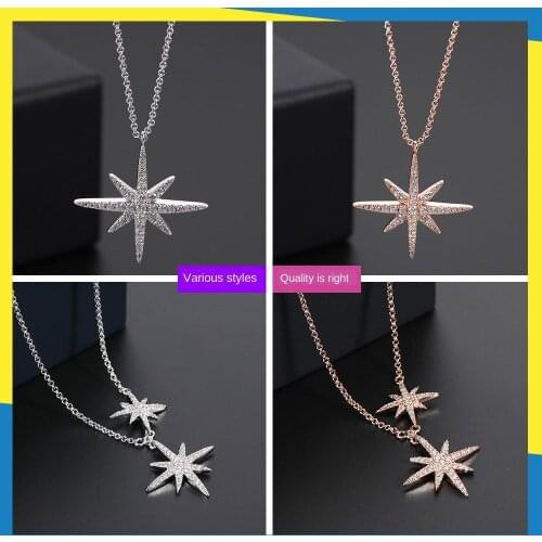 2020 New Meteor Diamond Necklace ins Simple Fashion Hexagon Star Rice Trend Retro Clavicle Chain Women Brand Jewelry