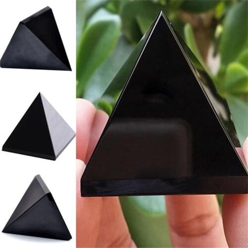 2021 New Natural Crystal Stone Obsidian Pyramid Ornaments Living Room Desktop Decor Good Gift For Families
