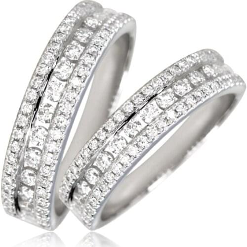 EDI 0.6CTTW G/SI Natural Diamond Wedding Ring Band Real 14K White Gold 585 Half Eternal Band For Women Luxury Channel Setting