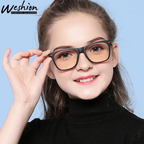 Teens Anti-blue Light Glasses Girls Boys TR90 Juniors Square Prescription Computer Eyeglasses High School Optical Frame 7-12 UV4