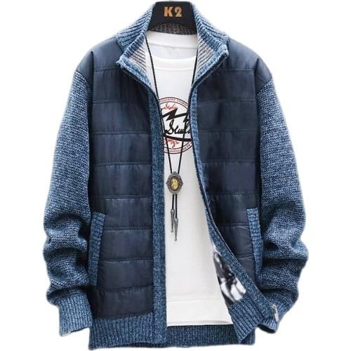 2021 Autumn Korean O-Neck Mens Sweaters with Thick and Velvet Mens Cardigan Knitted Sweatercoats Solid Jacket Male M-3XL