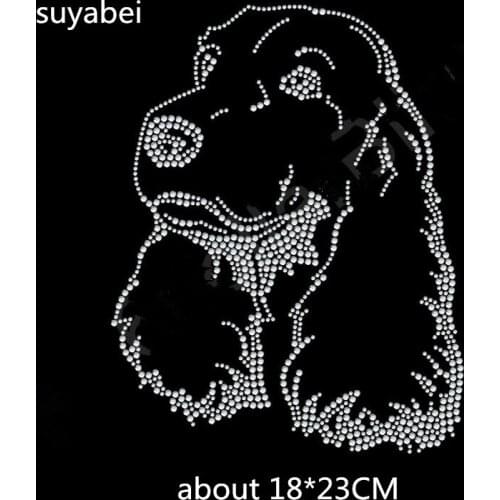 Lovely dog strass iron hot fix rhinestone transfer motifs iron on crystal transfers design iron on applique patches for shirt