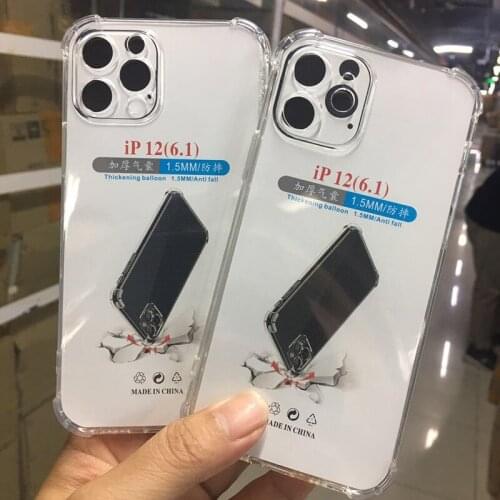 50pcs 1.5MM Air Cushion Clear Transparent Case Soft TPU Silicone Cover For iPhone 13 Pro Max 12 Mini 11 XS XR X 8 7 6 Plus SE