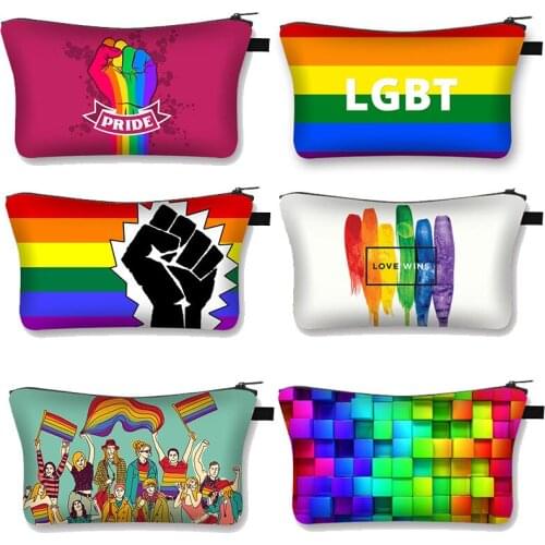 Rainbow Lgbt Cosmetic Bag Women Makeup Bags Love Is Love Ladies Lipstick Bag Womens travel Bags Portable Eye Shadow Pack Gift