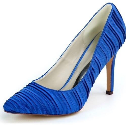 Pointed Toe Lady High Heels Slip on Pleated Satin Evening Dress Shoes Bridal Wedding Prom Cocktail Christmas Stelitto Vintage