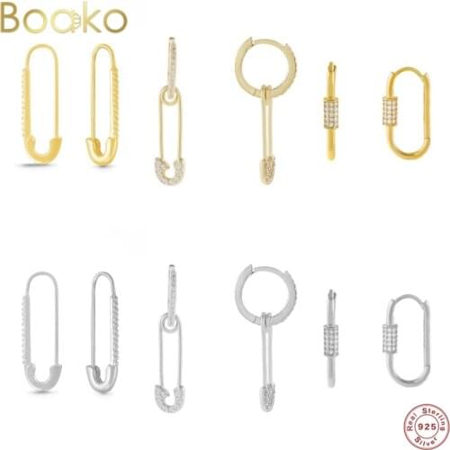 BOAKO 925 Sterling Silver Lighting Pin Zircon Piercing Earrings for Women Girls Lovely Cartilage Stud Earrings Birthday Gifts