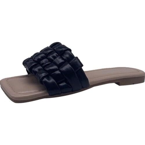 2021 Brand New Women Weave Slippers Women Flat Open Toe Sandals Hot Fashion Design Leisure Shoes Charm Office Women Flip Flop