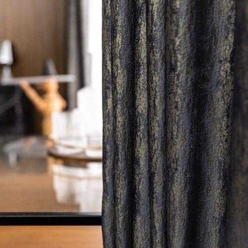 Golden-plating Chenille Fabric Curtains for Living Room Luxury Fleece Blackout Curtain Window Treatment Wholesale Custom curtain