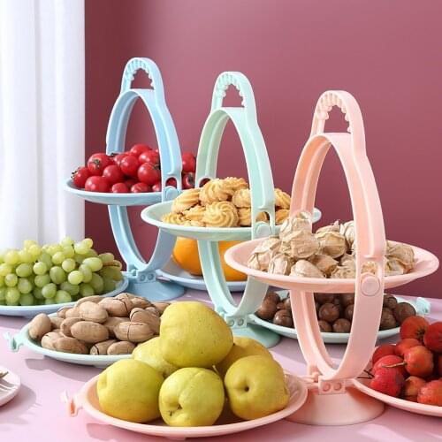European Style Folding Double Layer Fruit Bowl Home Decorative Storage Rack