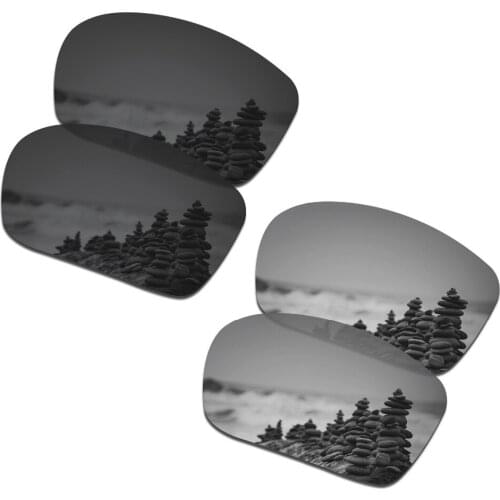 SmartVLT 2 Pairs Polarized Sunglasses Replacement Lenses for Oakley Triggerman Stealth Black and Silver Titanium