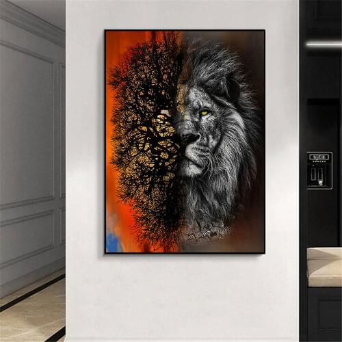 Modern Animal Lion King Canvas Print Poster Running Zebra Wall Art Painting Nordic Posters Wall Pictures Living Room Home Decor