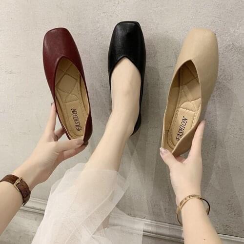 Low Heels Pumps Women Shoes 2021 New Shallow Pure Color Slip on Fashion Casual Elegant Office Ladies Loafers