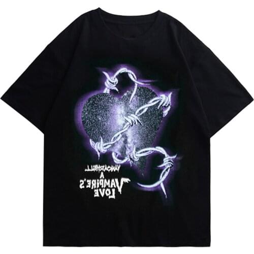 Hip Hop Harajuku Streetwear T-Shirt Untouchable Heart Print T Shirt Men 2021 Summer Short Sleeve Cotton Casual Tops Tees