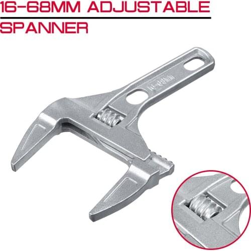 Universal 16 - 68mm Aluminum Alloy Key Nut Wrench Tool Adjustable Short Monkey Spanner Hand Tools Home Shower Bathroom Repair