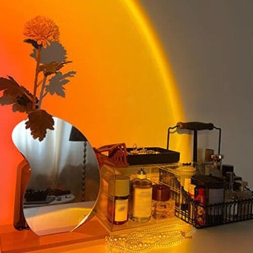 USB Rainbow Sunset Red Projector Led Night Light Sun Projection Desk Lamp for Bedroom Bar Coffee Store Wall Decoration Lighting