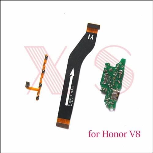 Power on/off volume switch side main mother board USB charging charger board connector flex cable For Huawei Honor V8