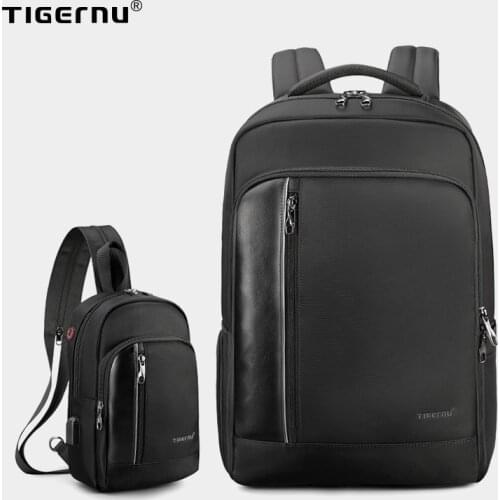 Tigernu Bag Set Water Resistant Backpack Men with USB Charging Headphone Crossbody Bags for Women 2019 Shoulder Bag for Teens