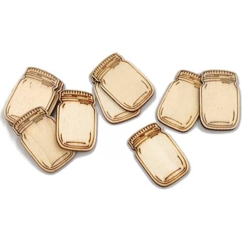 10PCS Wooden Mason Jar Cutouts Wooden Pieces Craft Embellishments for DIY Art Craft Decoration