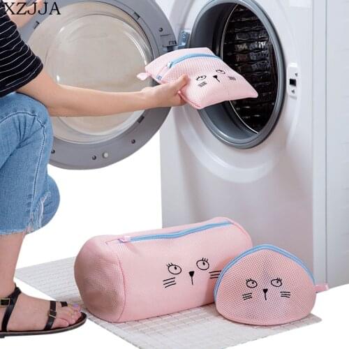 XZJJA Cute Cartoon Laundry Bags Bra Underwear Socks Portable Storage Mesh Bag Household Washer Laundry Washing Care Airing Bags