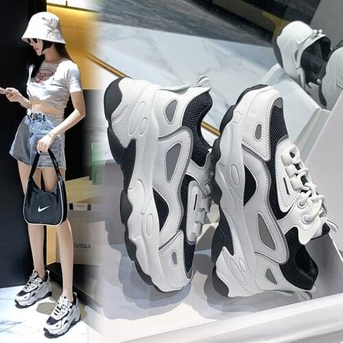 Women Sneakers Woman Comfort Vulcanized Female Chunky Platform Shoes 2021 Ladies Autumn Casual Daddy Shoes Student Fan