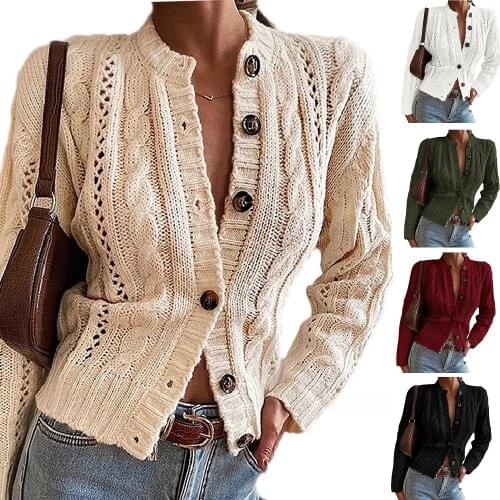 Women Autumn Winter Thicken Sweater Coats Long Sleeve Single Breasted Cardigans Sweaters Jackets Knitted Outerwear Coat