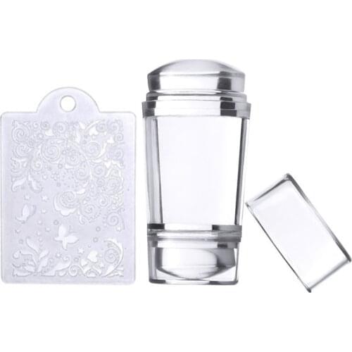 1Pc Double Head Jelly Soft Silicone Nail Stamper Seal With Scraper Transparent Nail Manicure Art Stamping Tool 2021 New