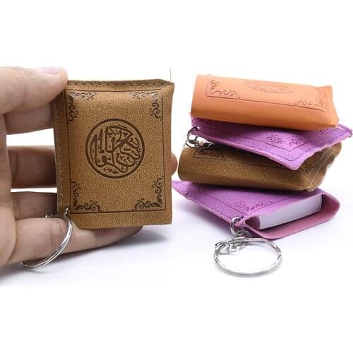 1Pc Mini Islamic Muslim Ark Quran Book Key Chain Car Bag Purse Real Paper Can Read Pendant Key Ring Religious Christian Jewelry